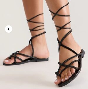 Fashion Nova Black Lace-Up Sandals